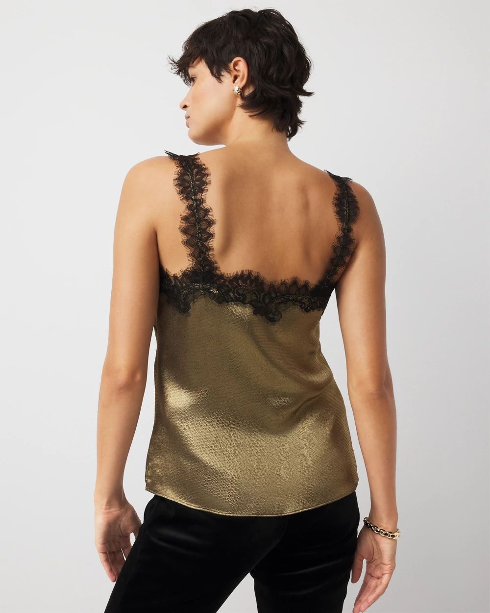 Lace Trim Satin Camisole | White House Black Market